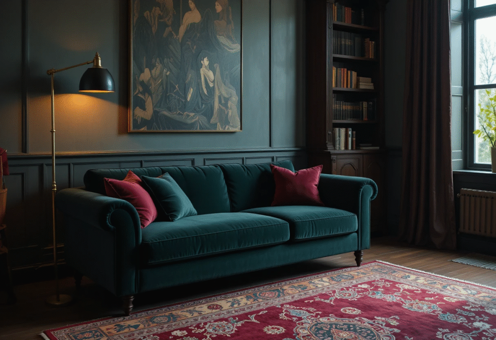 Dark Academia Living Room Design