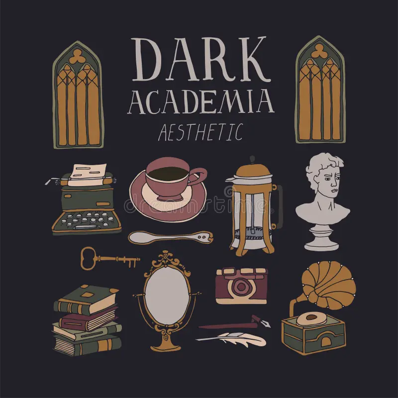 dark academia vintage clip art